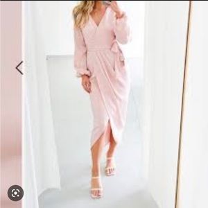 Satin Pink midi Dress